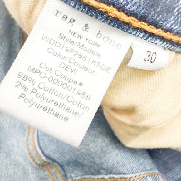 Rag & Bone Cate Mid-Rise Ankle Skinny Denim Jeans Devi Wash Size 30 - Picture 7 of 9